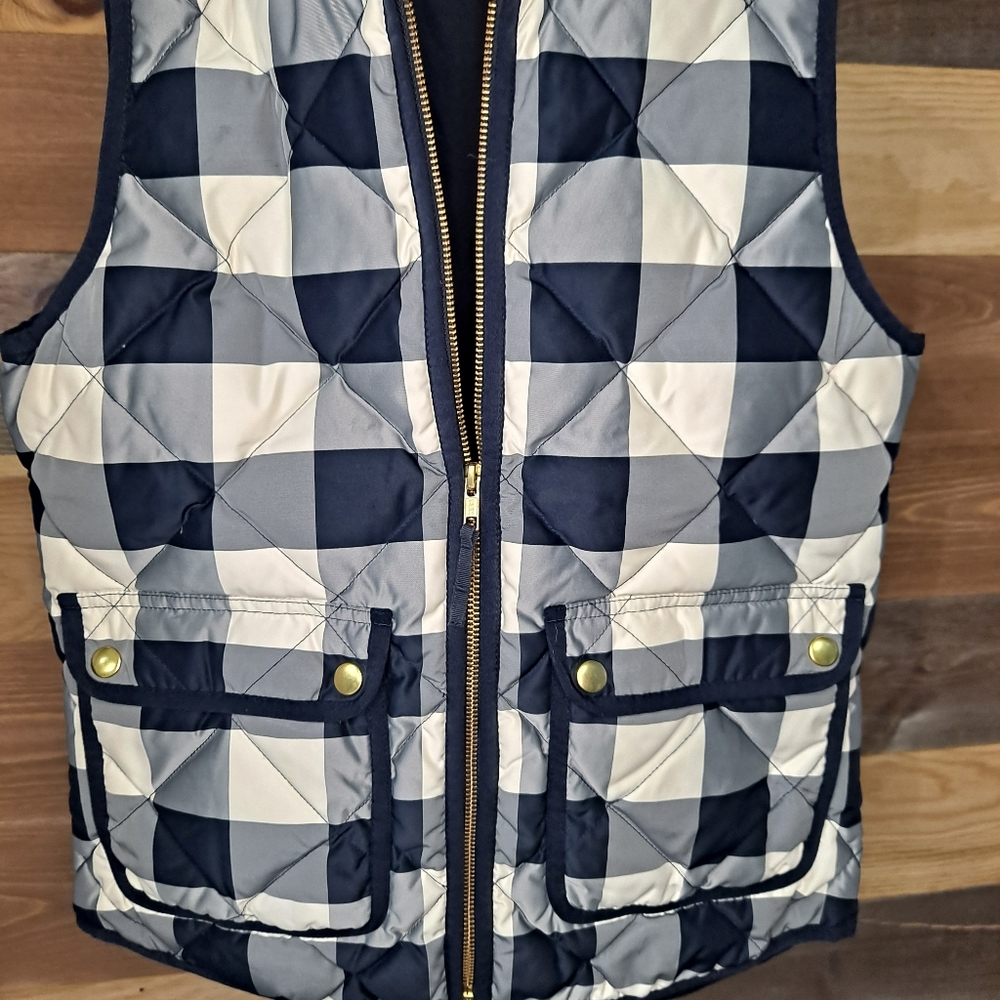 J. Crew buffalo check Excursion quilted puffer vest